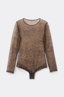 Body Manga Larga de Tul Estampado Animal Always Glamorous