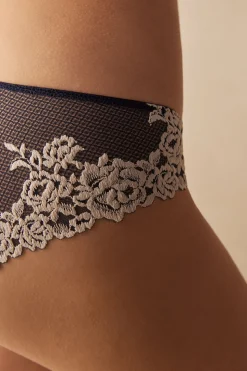 Braga transparente en parte trasera con microfibra y encaje Pretty Flowers