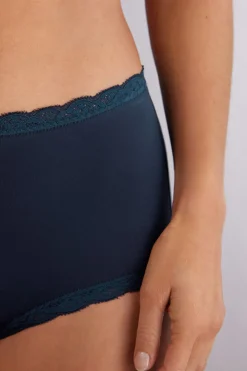 Braguita Culotte de Talle Alto de Algodón y Encaje