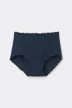 Braguita Culotte de Talle Alto de Algodón y Encaje