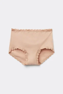 Braguita Culotte de Talle Alto de Algodón y Encaje