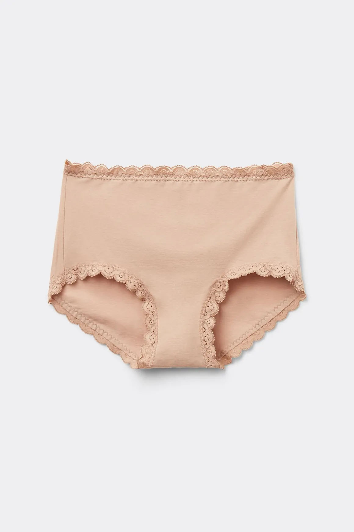 Braguita Culotte de Talle Alto de Algodón y Encaje