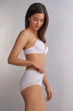 Braguita de Talle Medio de Algodón y Encaje