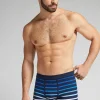 Bóxer Algodón Superior Estampado Rayas Azul