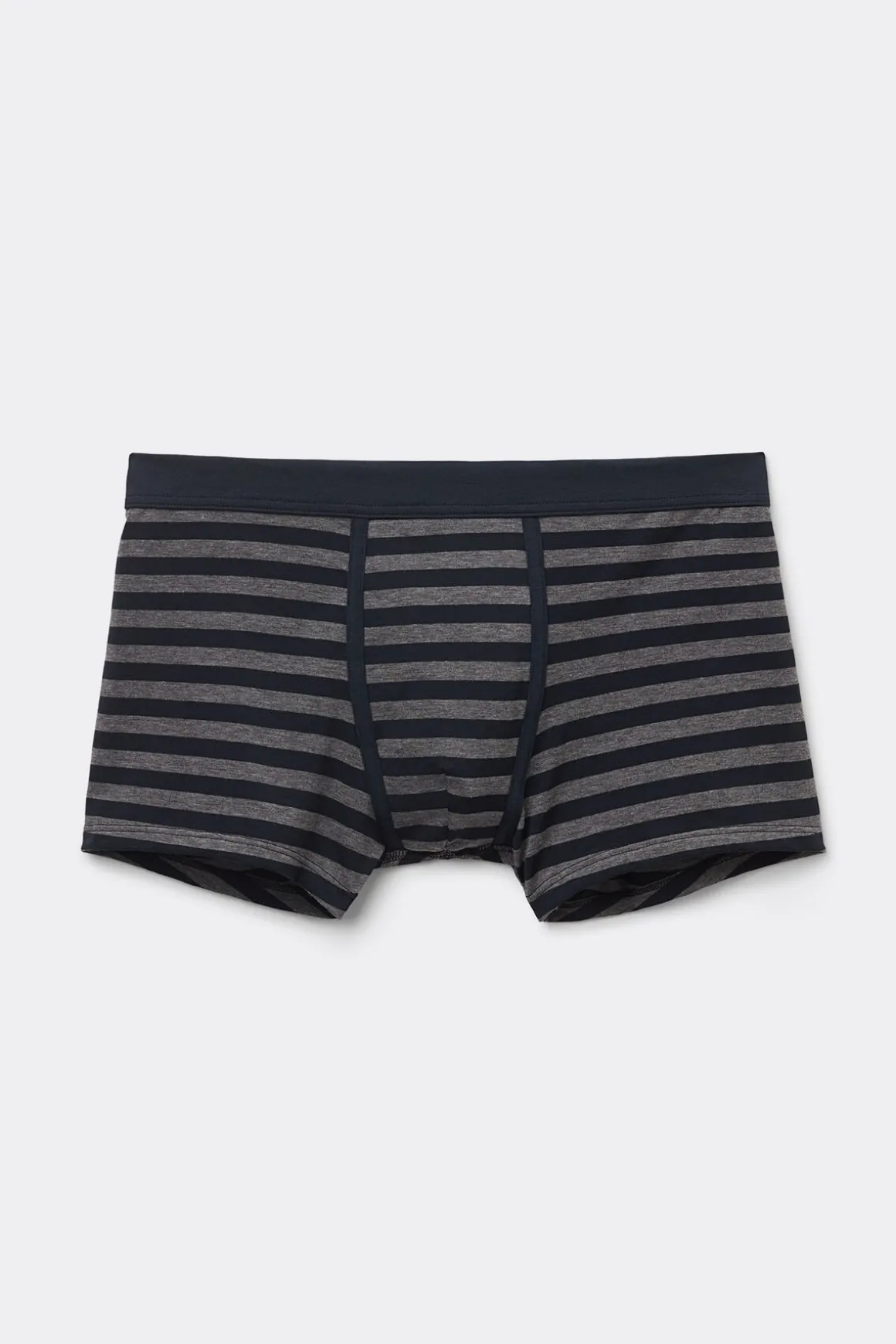 Bóxer Algodón Superior Estampado Rayas Azul Gris