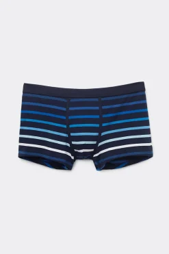 Bóxer Algodón Superior Estampado Rayas Azul