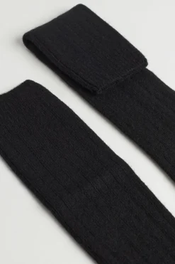 Calcetines Largos en Punto de Canalé de Cashmere y Lana