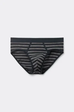 Calzoncillos Algodón Superior Estampado Rayas Azul Gris