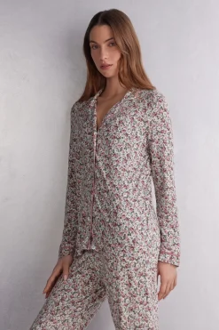 Camisa con Abertura Frontal Floral Romance