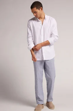 Camisa con Cuello Mao de Lino y Algodón