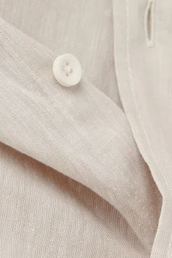 Camisa con Cuello Mao de Lino y Algodón