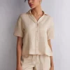 Camisa de Manga Corta en Tela de Lino