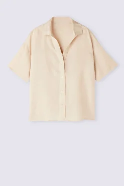 Camisa de Manga Corta en Tela de Lino