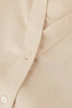 Camisa de Manga Corta en Tela de Lino