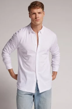 Camisa de Manga Larga de Algodón Jaspeado
