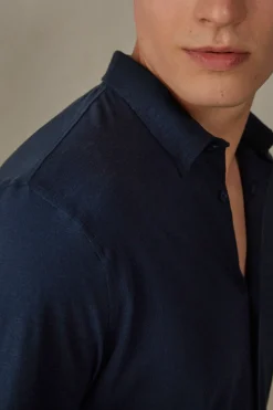 Camisa de Manga Larga de Algodón Jaspeado