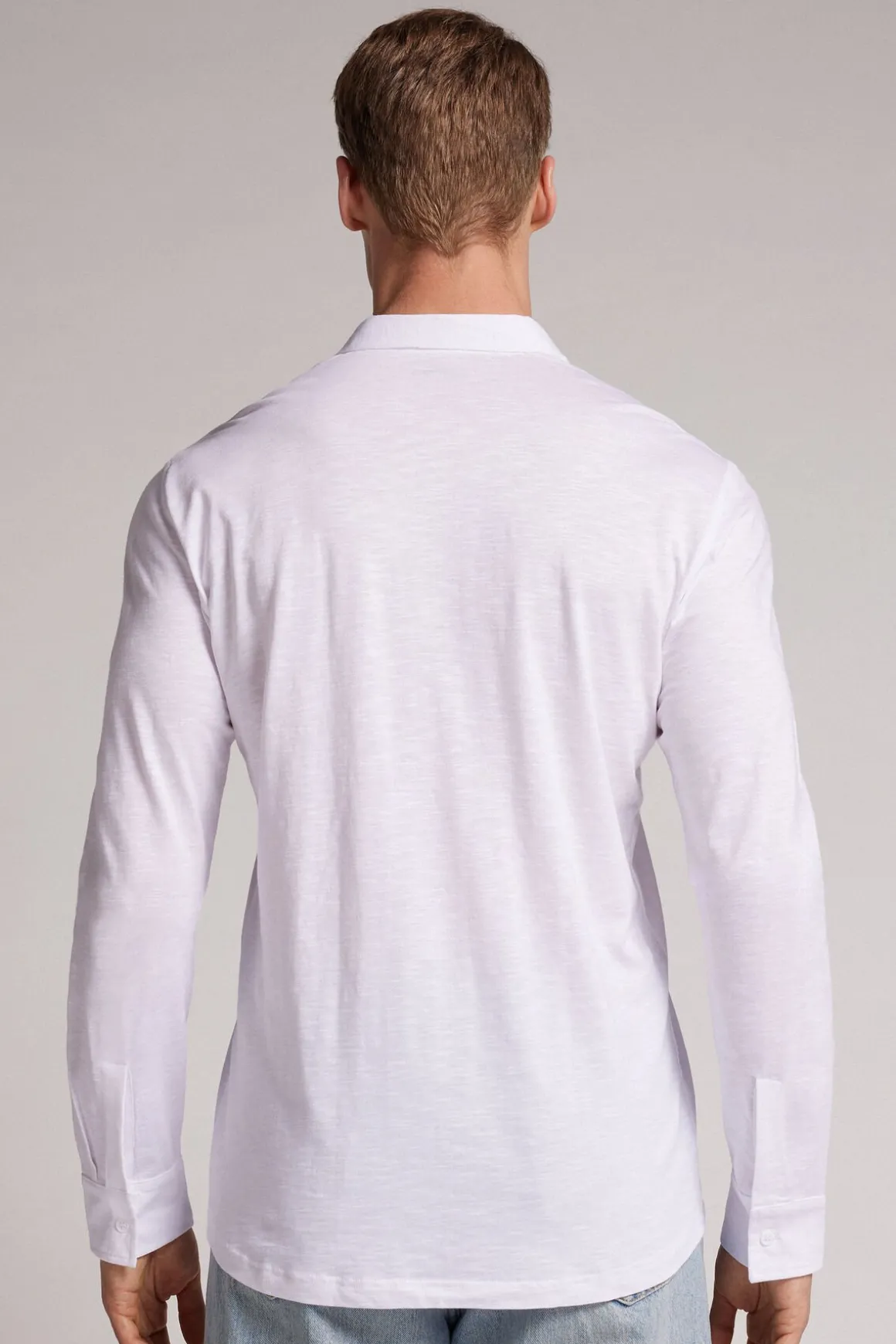 Camisa de Manga Larga de Algodón Jaspeado