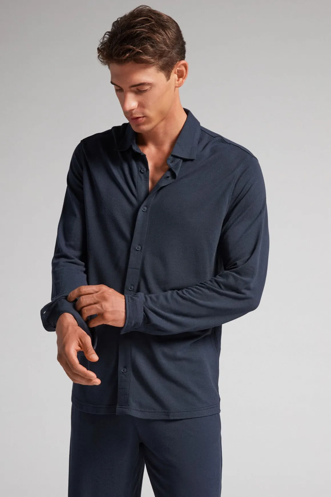 Camisa de Piqué de Modal y Seda