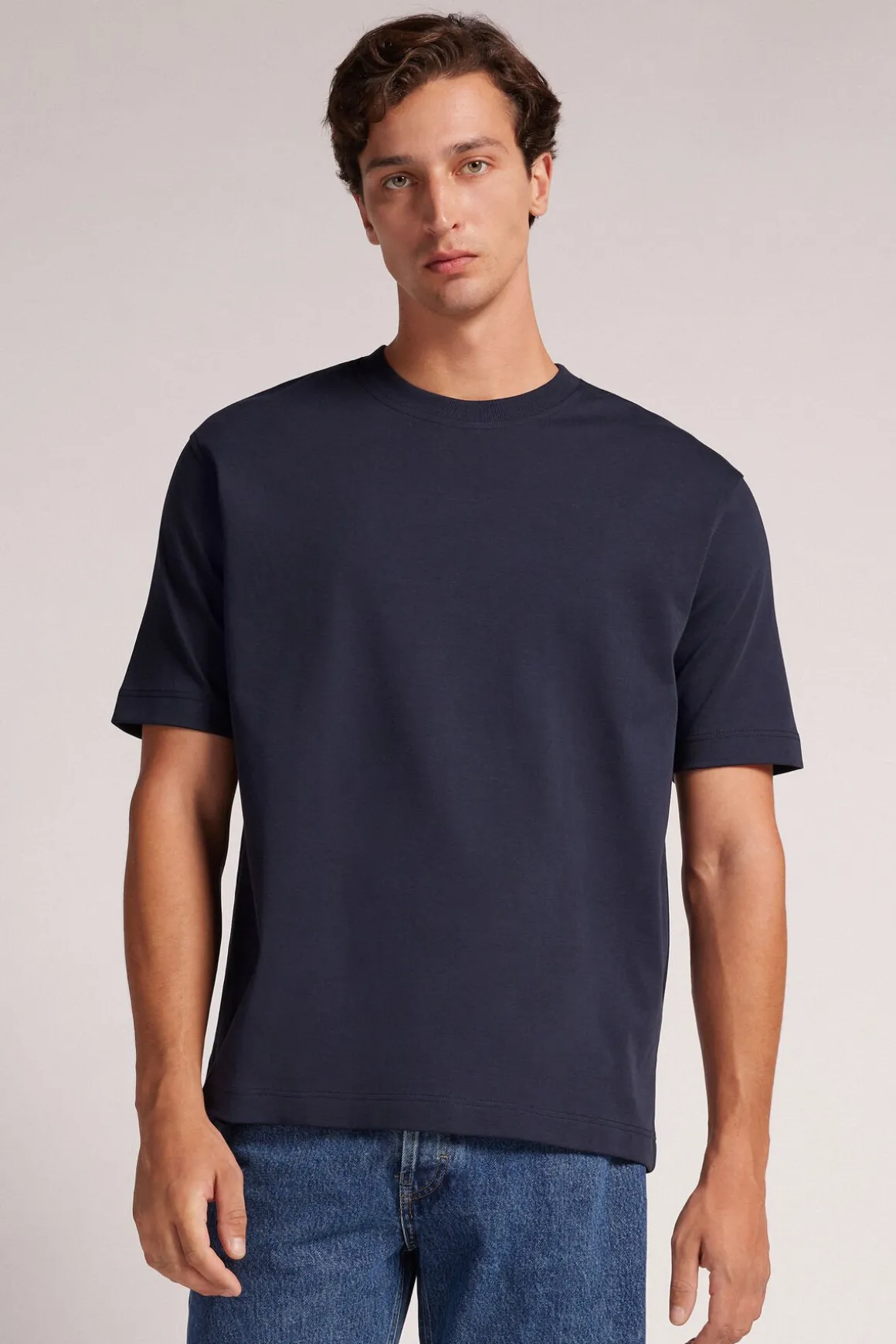 Camiseta Amplia de Algodón Interlock