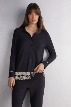 Camiseta con Abertura Frontal de Modal Pretty Flowers