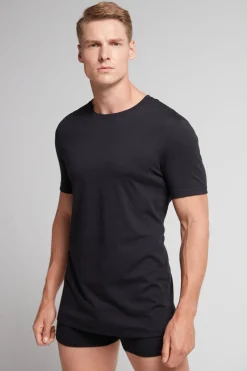 Camiseta con cuello redondo de algodón superior