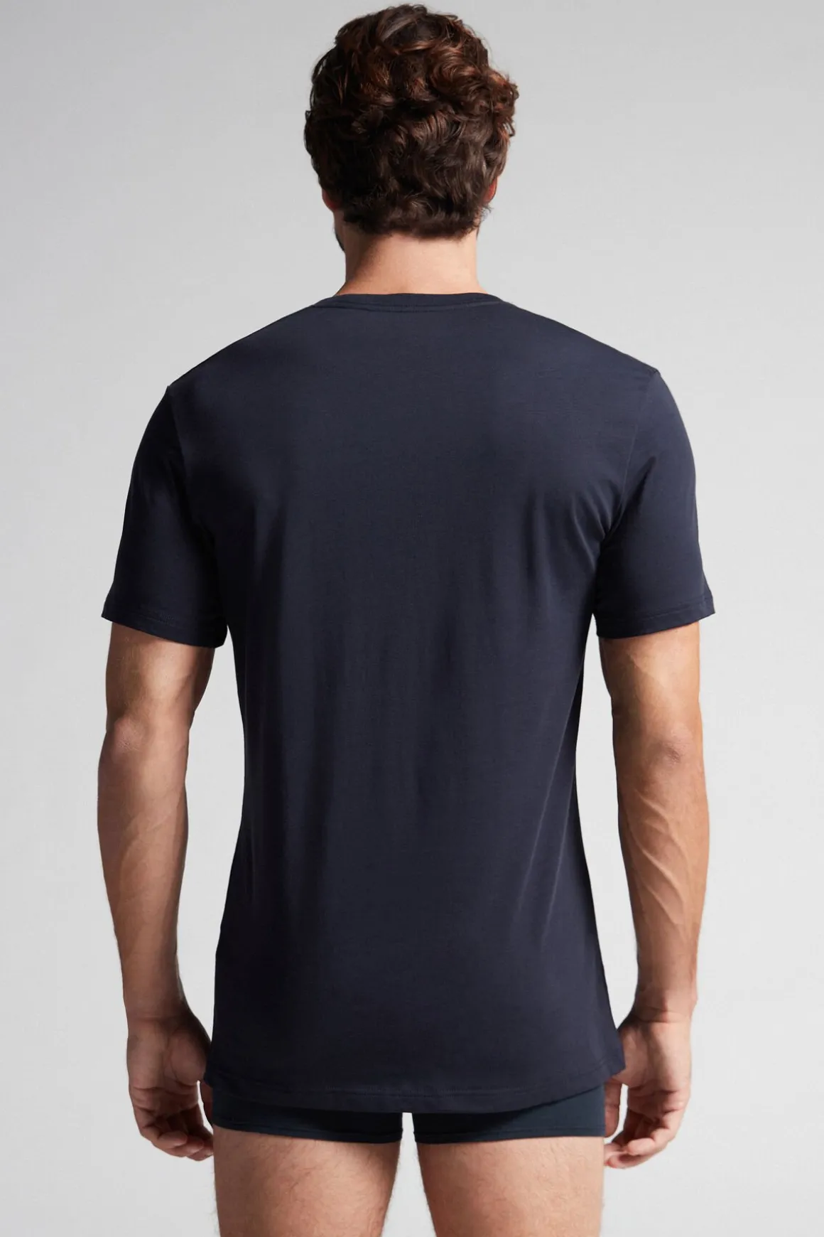 Camiseta con cuello redondo de algodón superior