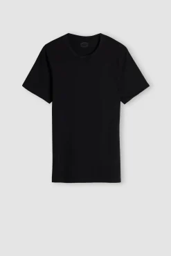 Camiseta con cuello redondo de algodón superior