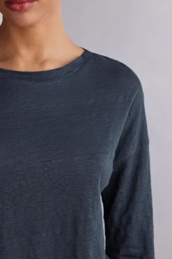 Camiseta con Escote Barco de Lino