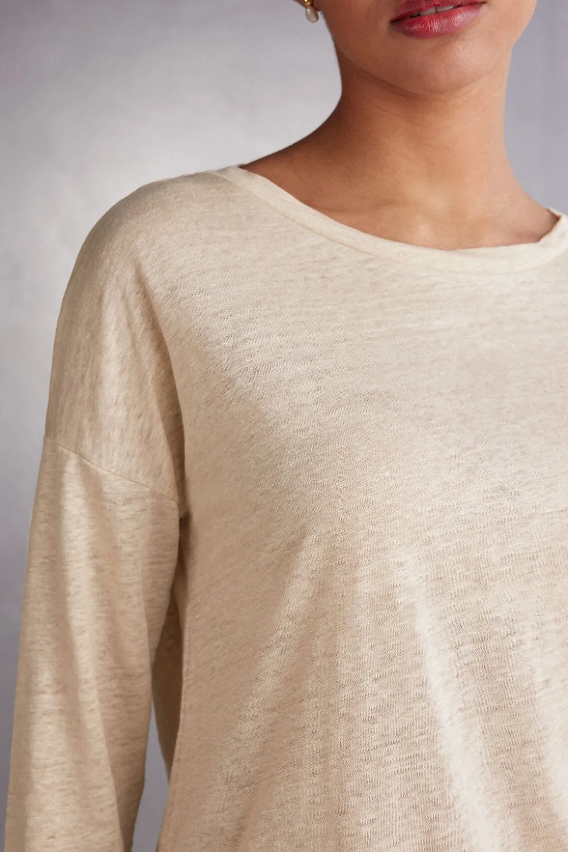 Camiseta con Escote Barco de Lino
