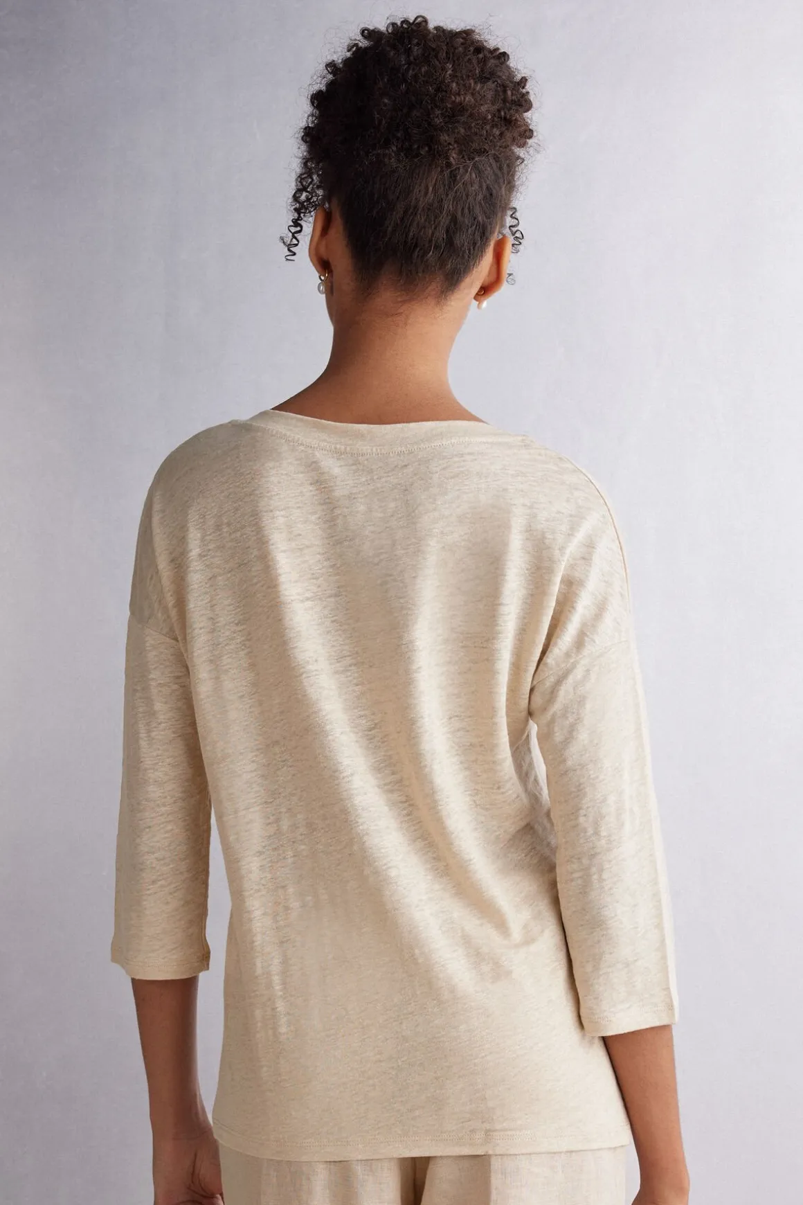 Camiseta con Escote Barco de Lino