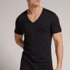 Camiseta con Escote de Pico de Algodón Superior Extrafino