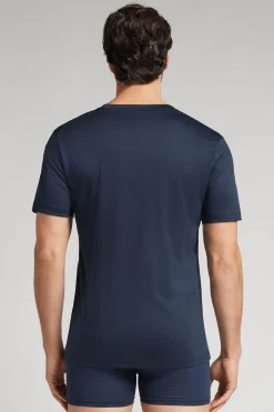 Camiseta con Escote de Pico de Algodón Premium