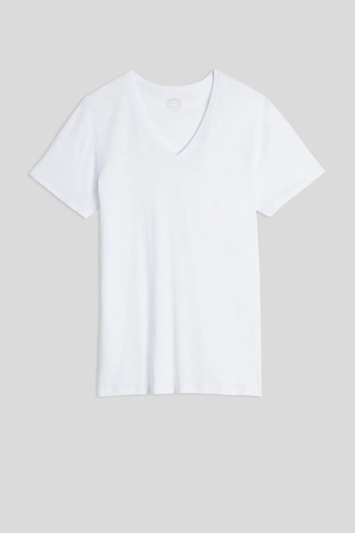 Camiseta con Escote de Pico de Algodón Superior Extrafino