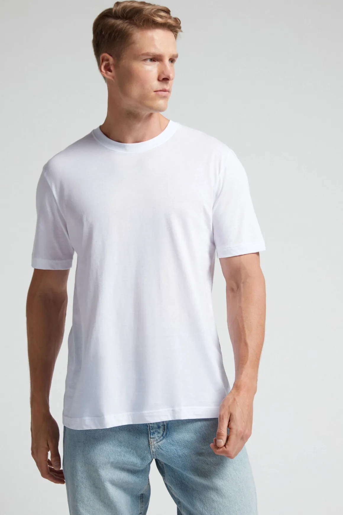 Camiseta de Corte Recto de Algodón Superior Extrafino