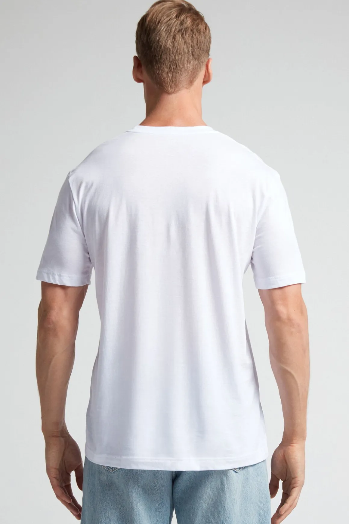 Camiseta de Corte Recto de Algodón Superior Extrafino