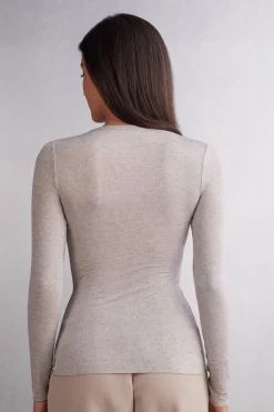 Camiseta de Cuello de Pico de Modal Ultraligero con Cashmere