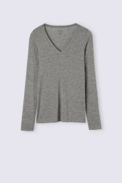 Camiseta de Cuello de Pico de Modal Ultraligero con Cashmere