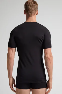Camiseta de cuello pico en algodón superior