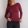 Camiseta de Cuello Redondo de Modal Ligero con Cashmere Lamé