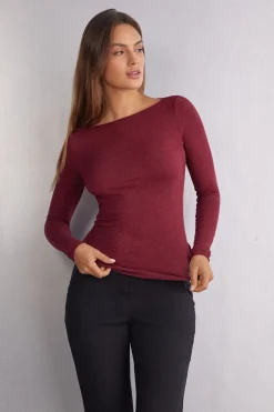 Camiseta de Cuello Redondo de Modal Ligero con Cashmere Lamé