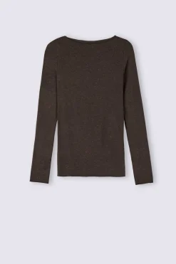 Camiseta de Cuello Redondo de Modal Ligero con Cashmere Lamé