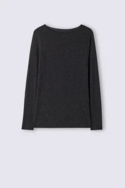 Camiseta de Cuello Redondo de Modal Ligero con Cashmere Lamé