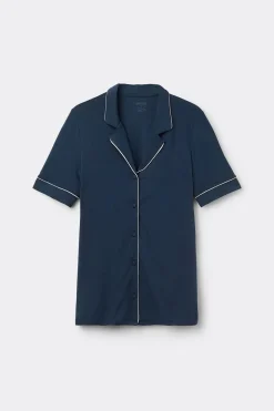 Camiseta de Manga Corta con Abertura Frontal de Modal