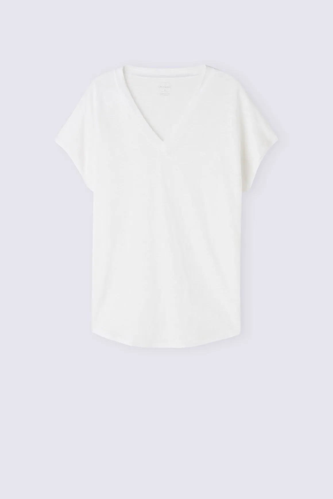 Camiseta de Manga Corta con Escote de Pico de Lino