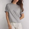 Camiseta de Manga Corta de Algodón Superior Dusty Flower