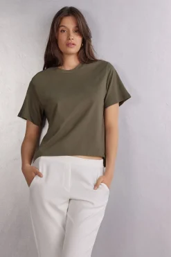 Camiseta de Manga Corta y Corte Recto de Algodón