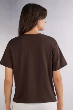 Camiseta de Manga Corta y Corte Recto de Algodón
