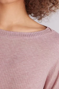 Camiseta de Manga Larga con Escote Barco de Modal Chic Comfort