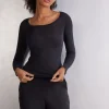 Camiseta de Manga Larga de Modal Ultralight con Cashmere y Escote Redondo