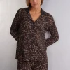 Camiseta de Manga Larga de Modal con Abertura Delantera Luxurious Leopard
